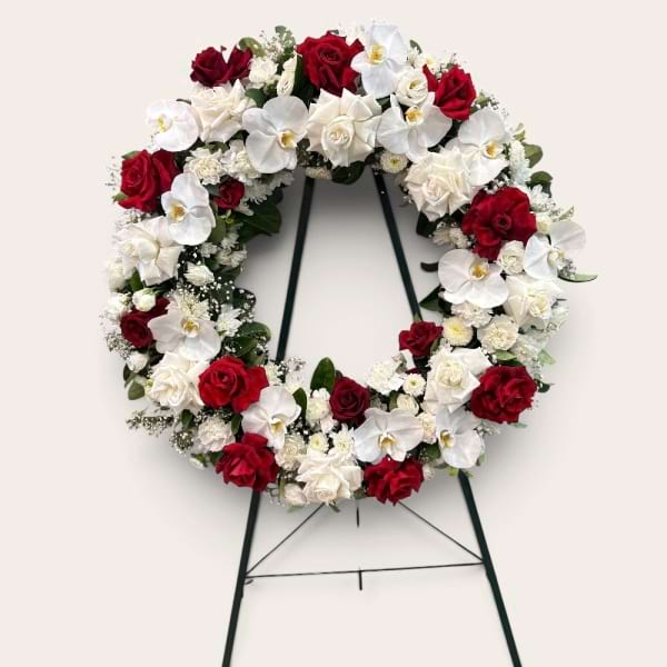 Red and white wreath