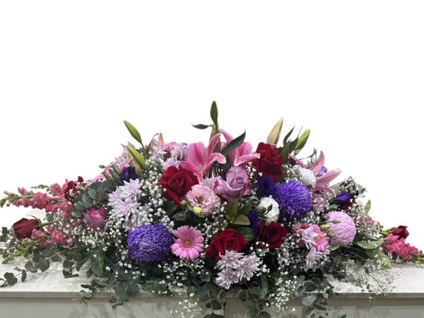 Casket spray pink & purple 