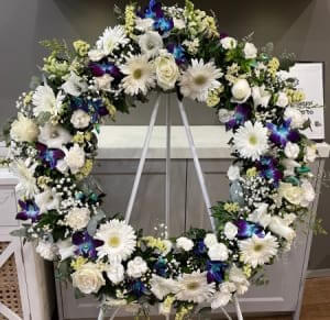 Funeral Wreath Blue & White 